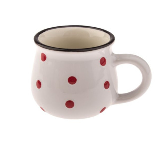 Ceramiczny kubek filiżanka w kropki do espresso biały - 75ml