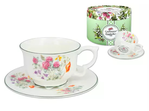 Porcelanowa filiżanka ze spodkiem Babuni KONICZYNA - Bone China - 340ml