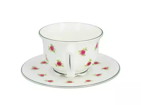 Filiżanka ze spodkiem Babuni Róże - porcelana Bone China