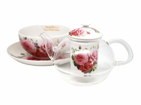 Zestaw Imbryk z fliżanką tea for one porcelana Queen Isabell RÓŻE 300ml