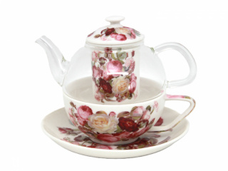 Imbryk z fliżanką tea for one porcelanowy Queen Isabell RÓŻE - zestaw 300ml