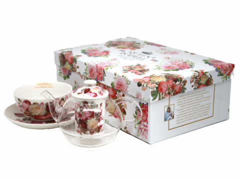 Imbryk z fliżanką tea for one porcelanowy Queen Isabell RÓŻE - zestaw 300ml