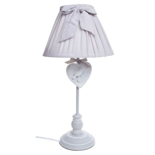 Lampa, lampka nocna z abażurem biało-szara z sercem - 44CM