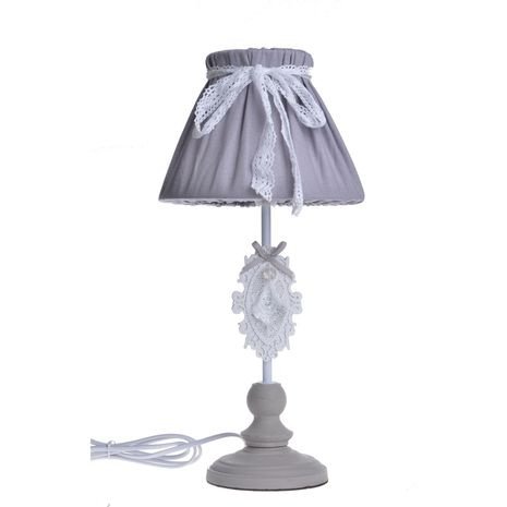 Lampa, lampka nocna z kloszem beżowo-biała WSTĄŻKA - 42cm