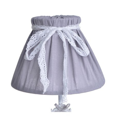 Lampa, lampka nocna z kloszem beżowo-biała WSTĄŻKA - 42cm