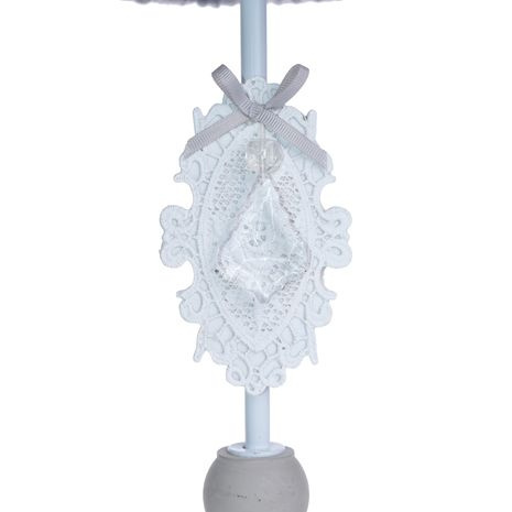 Lampa, lampka nocna z kloszem beżowo-biała WSTĄŻKA - 42cm