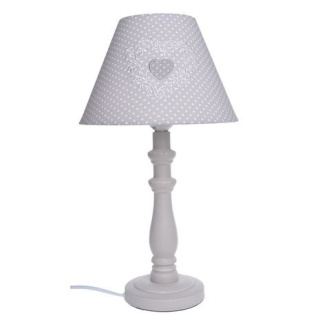 Lampa, lampka stołowa z abażurem beżowa KROPKI - 40 CM