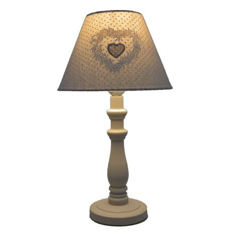 Lampa, lampka stołowa z abażurem beżowa KROPKI - 40 CM