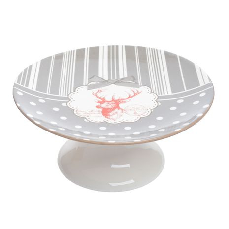 Patera porcelanowa na nóżce z reniferem RENIFER - 20cm