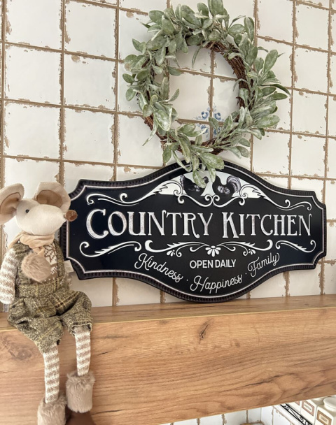 Dekoracja ścienna 60x30 cm Country Kitchen metalowa - Clayre & Eef